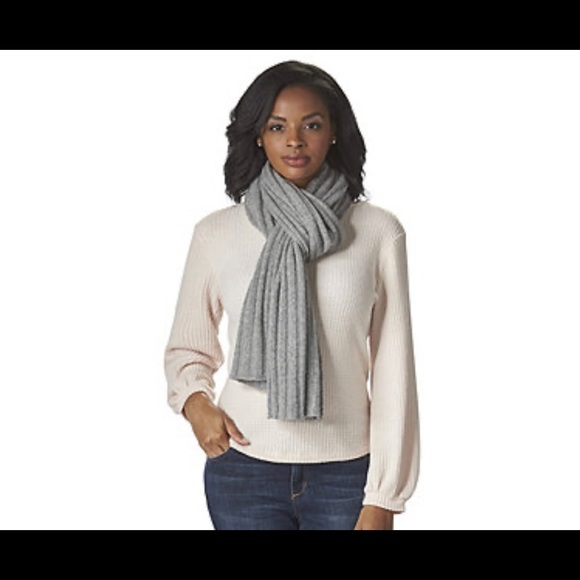 Rue Valentina 100% Ribbed Cashmere Scarf - Picture 2 of 4